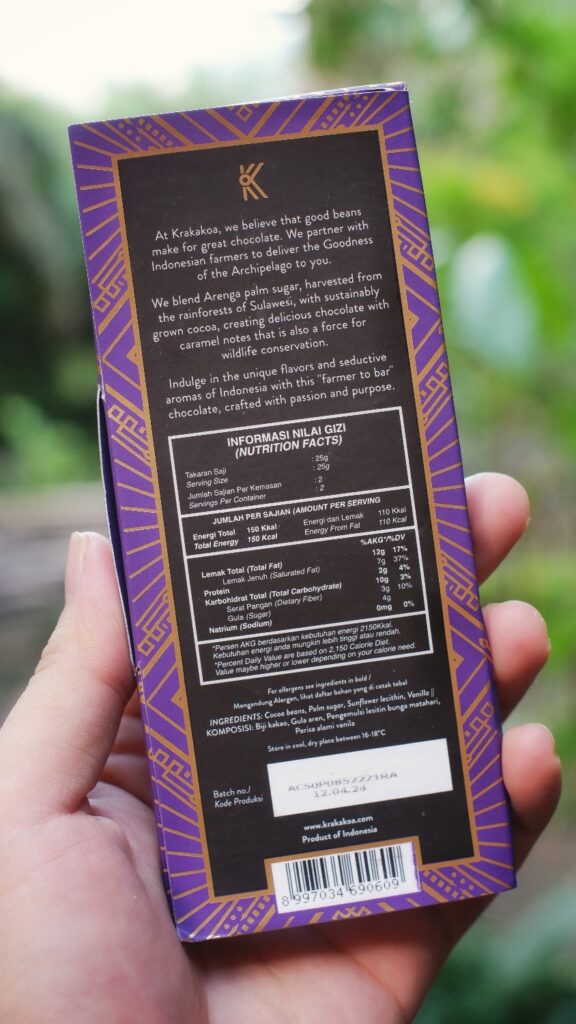 Nutrition Facts Krakakoa 85% snack indonesia