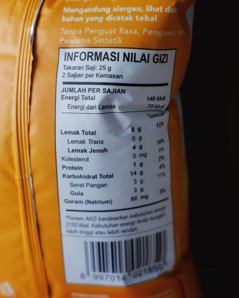 Nutrition Facts Lemonilo Chimi Keripik Ubi Jagung Bakar